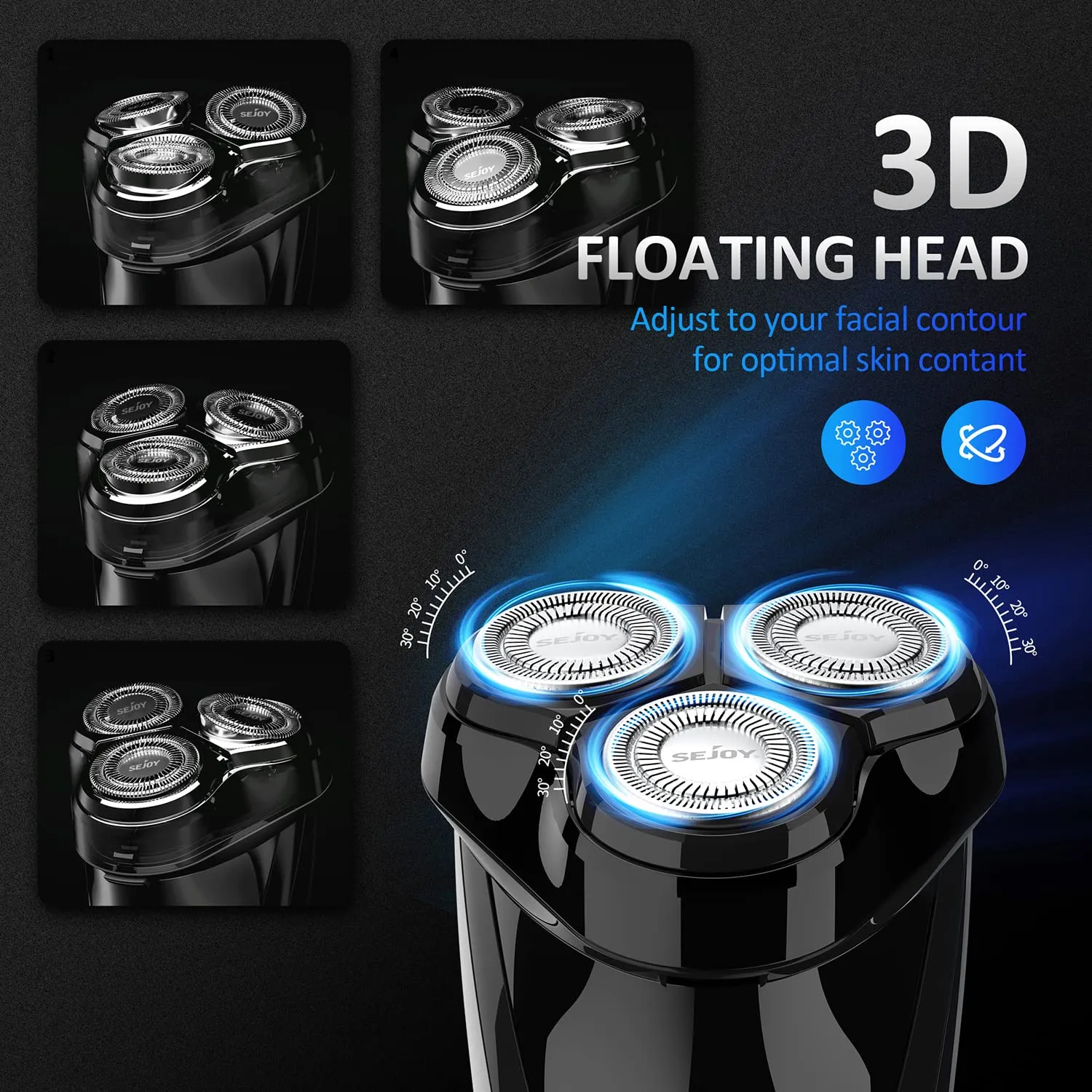 Electric Razor for Men, Mens Electric Shavers, Rechargeable Wet & Dry Electric Razor Shaving Machines, Pop Up Trimmer for Travel Home, Rechargeable,LED Display,IPX7 Waterproof, Black