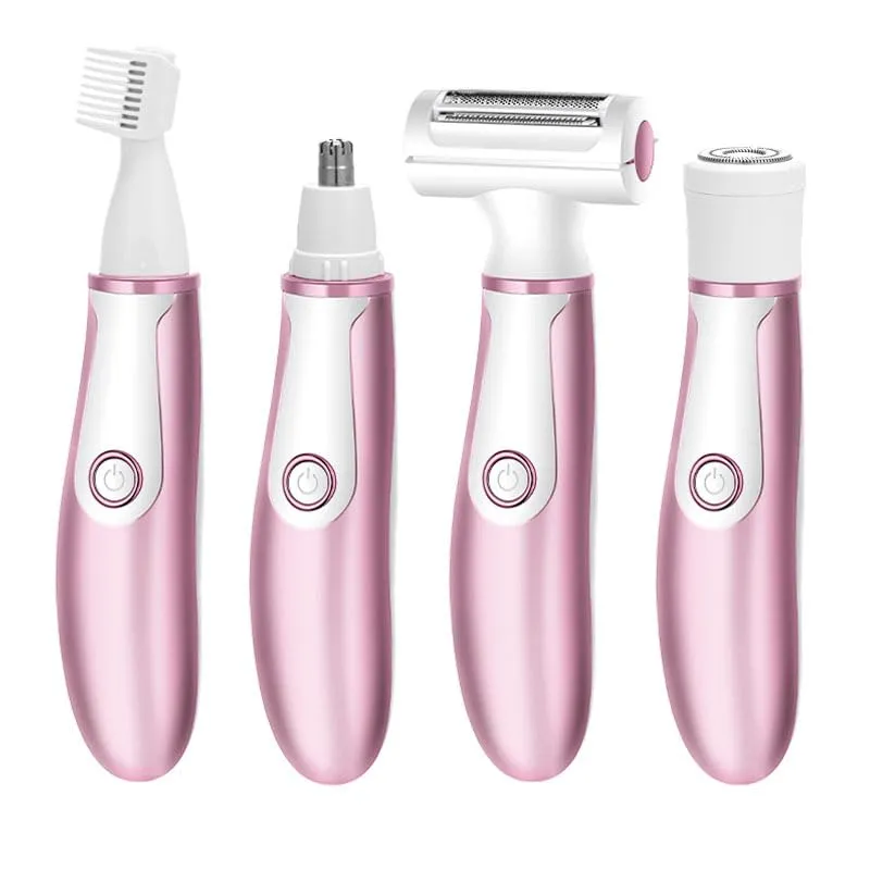 Electric Razors for Women, 4 in 1 Electric Shaver for Women, Womens Electric Razor for Legs Face Arm Bikini Armpit Pubic Hair, Painless Rechargeable Bikini Trimmer for Women Wet Dry Use, Rose