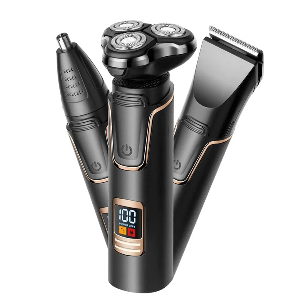 Electric Shaver Razor for Men, 3 in 1 Men’s Cordless LED Display IPX7 Waterproof Facial Nose Hair Beard Trimmer Grooming Kit with Wet Dry Rechargeable Use