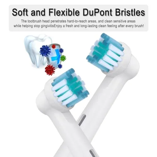 Electric Toothbrush Replacement Heads Refills Compatible with Oral B - Precision Clean Replacement Toothbrush Heads for Gentle & Effective Cleaning，by DeBizz (4)