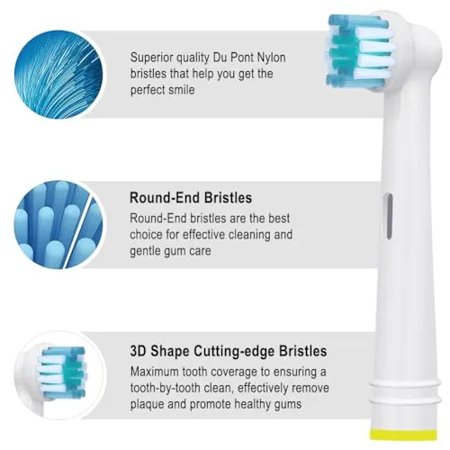Electric Toothbrush Replacement Heads Refills Compatible with Oral B - Precision Clean Replacement Toothbrush Heads for Gentle & Effective Cleaning，by DeBizz (4)