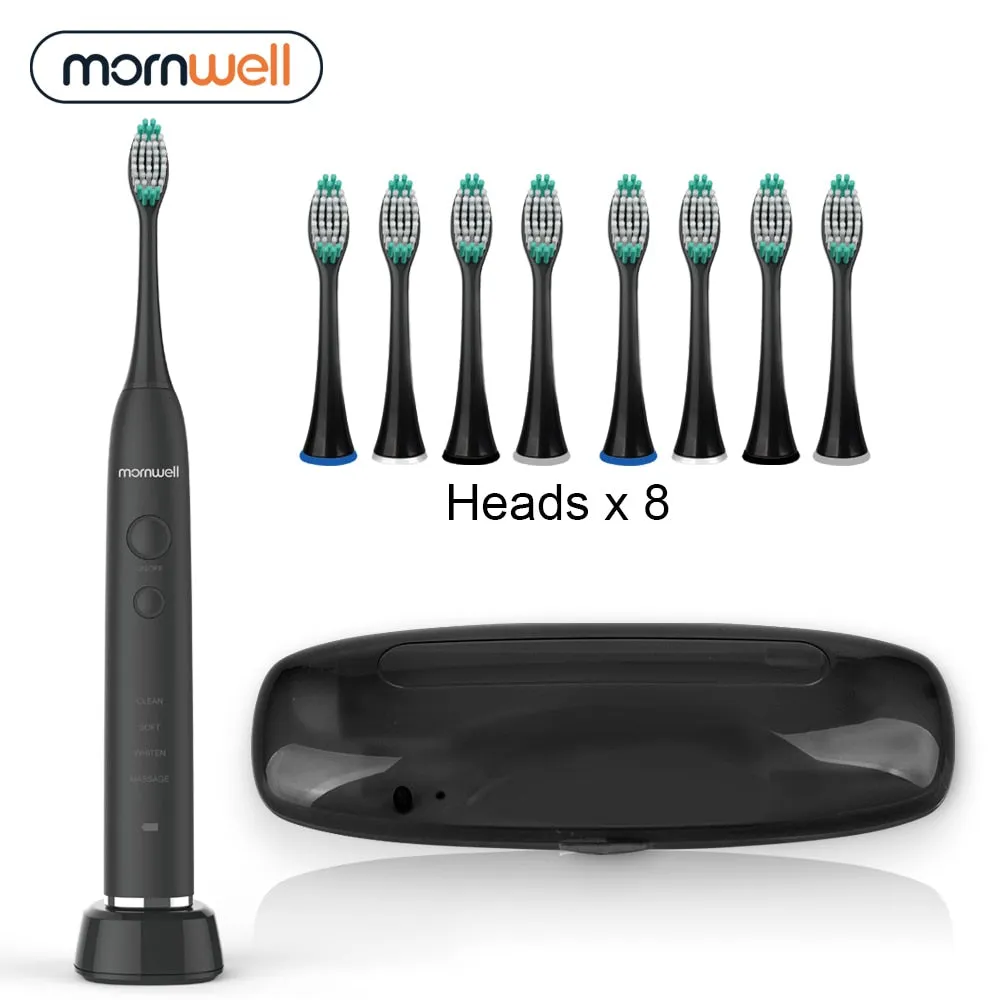 Electric Toothbrush USB Inductive Charging Sonic Toothbrush Adults Electric Sonic toothbrush Black 8 Brush Heads & Travel Case