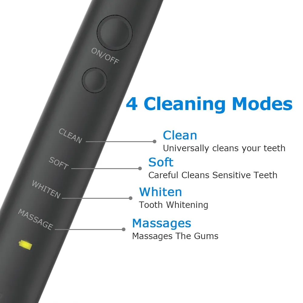 Electric Toothbrush USB Inductive Charging Sonic Toothbrush Adults Electric Sonic toothbrush Black 8 Brush Heads & Travel Case