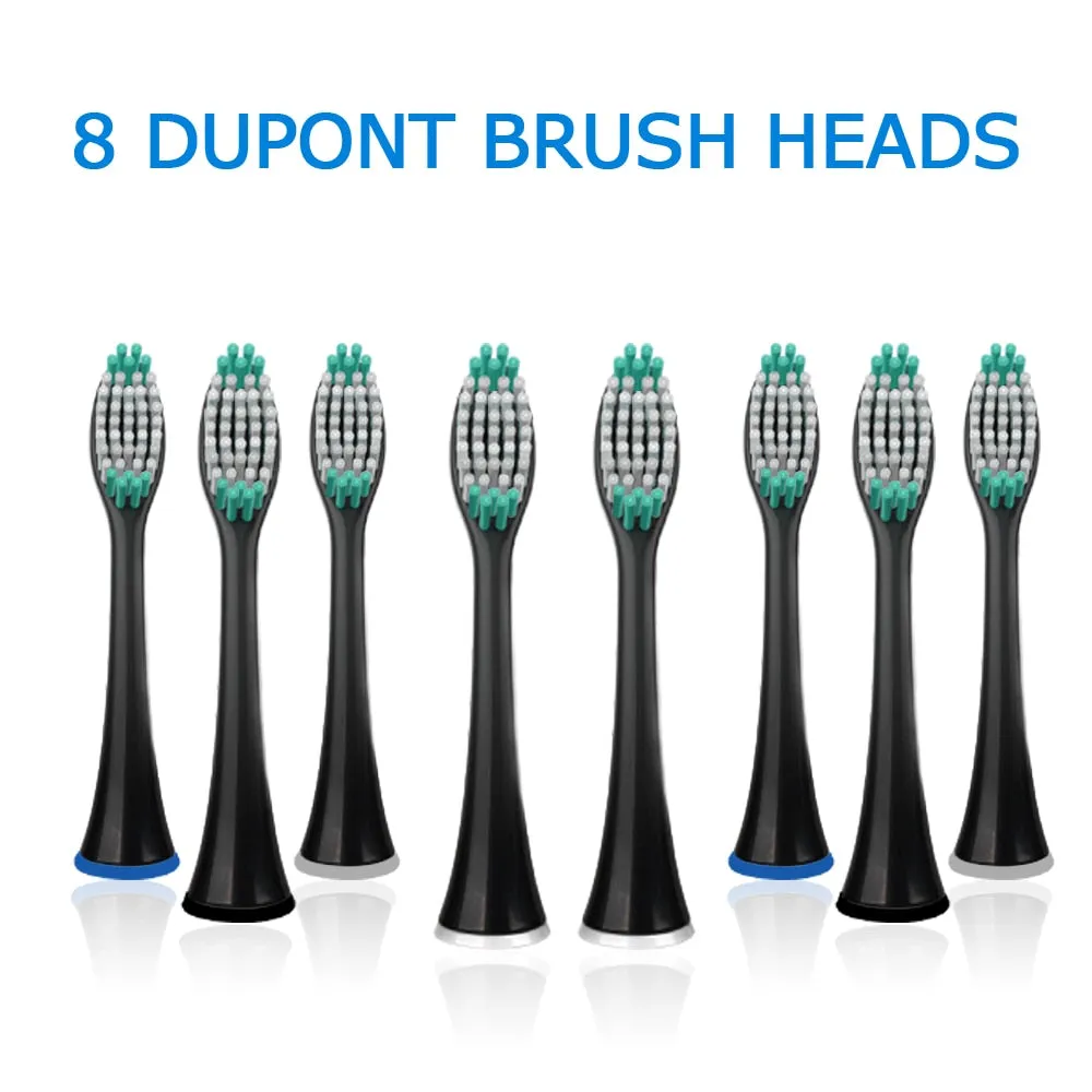 Electric Toothbrush USB Inductive Charging Sonic Toothbrush Adults Electric Sonic toothbrush Black 8 Brush Heads & Travel Case
