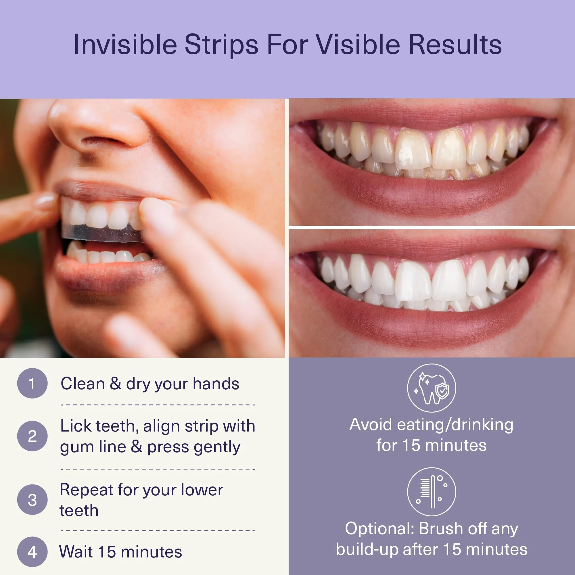 ELIMS Melt-Away Teeth Whitening Non-Toxic Strips for Sensitive Teeth - 14 Strips, 7 Treatments - Dissolving Mess-Free Application