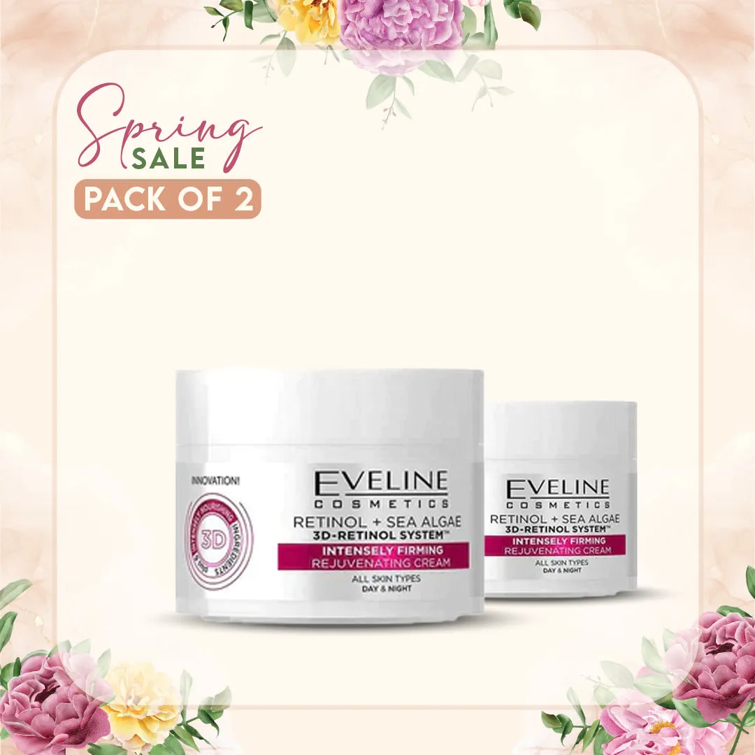 Eveline 3D Retinol   Sea Algae Firming Cream 50ml (Pack of 2)