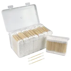 Eyxformula 1000 PCS Bamboo Cotton Swabs in Storage Box Natural Organic Cotton Swabs with Wooden Sticks - Double Tips Biodegradable Cotton Buds for Ear Wax Removal, Makeup, Personal Care, Art & Craft