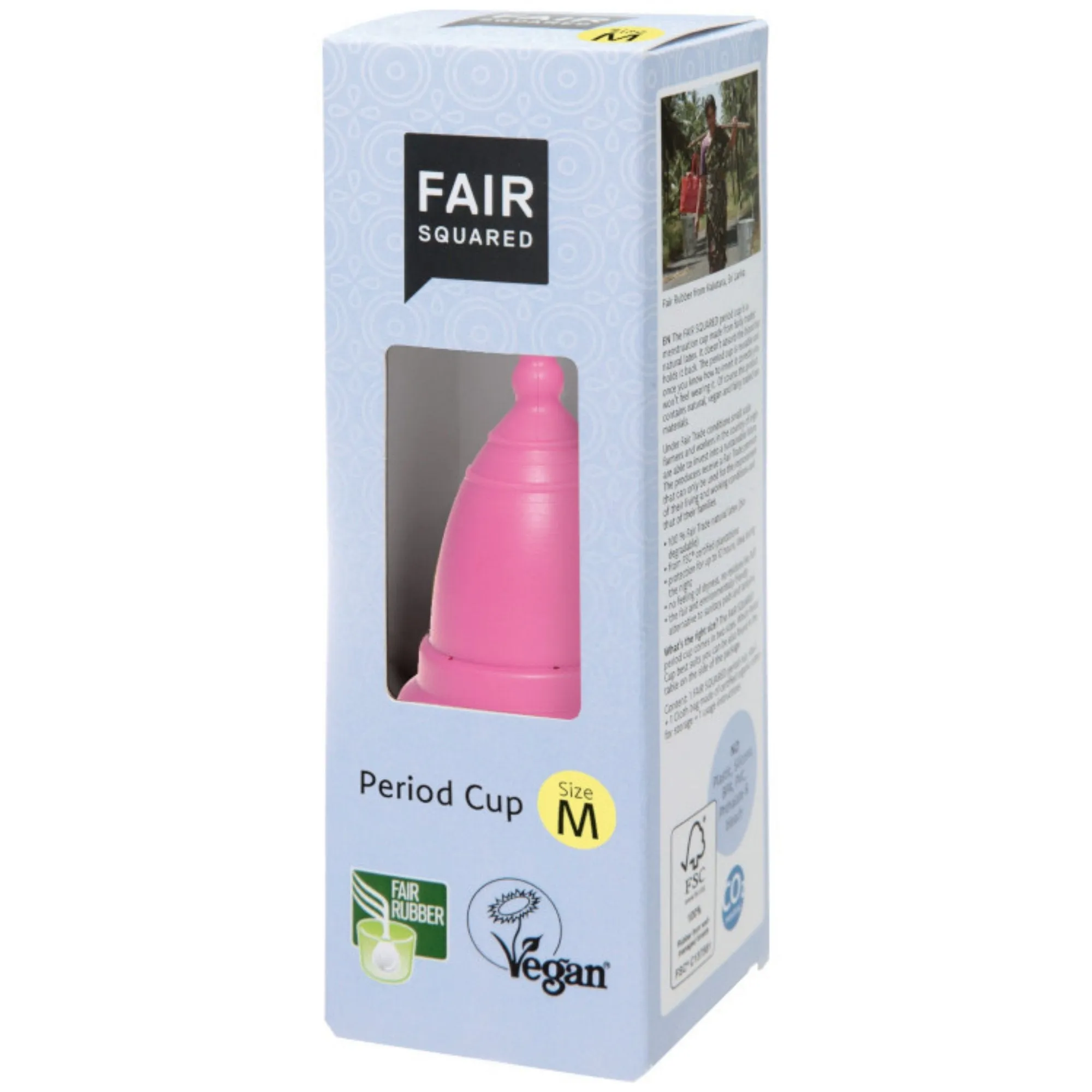 FAIR SQUARED Pink Period Cups | Made from Natural Latex | Reusable & Easy to Clean | Fairtrade | Vegan | Available in 2 Sizes | Made in Germany