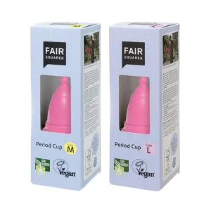 FAIR SQUARED Pink Period Cups | Made from Natural Latex | Reusable & Easy to Clean | Fairtrade | Vegan | Available in 2 Sizes | Made in Germany