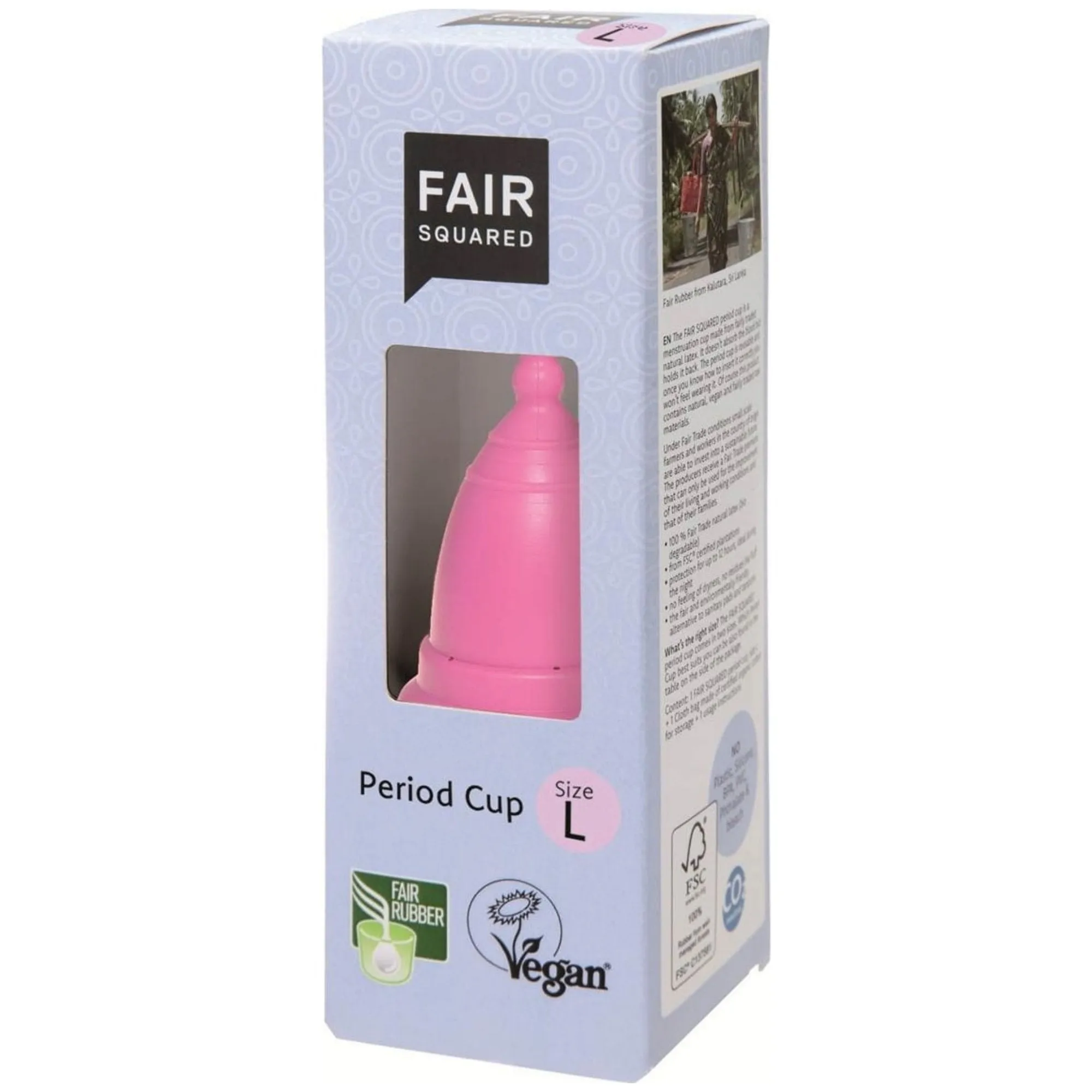 FAIR SQUARED Pink Period Cups | Made from Natural Latex | Reusable & Easy to Clean | Fairtrade | Vegan | Available in 2 Sizes | Made in Germany