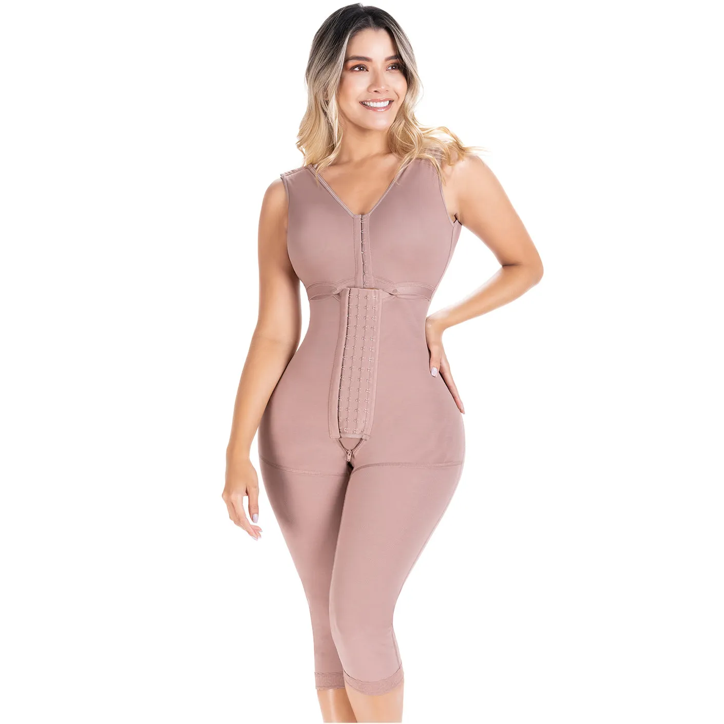 Fajas Sonryse 054BF | Tummy Control Compression Girdle Colombian Full Body Shaper with Built-in Bra | Post Surgery Postpartum