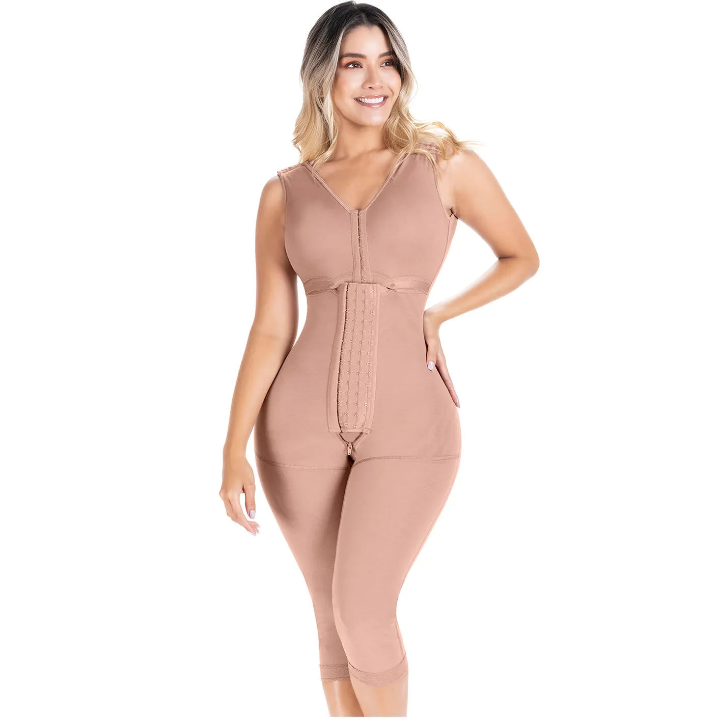 Fajas Sonryse 054BF | Tummy Control Compression Girdle Colombian Full Body Shaper with Built-in Bra | Post Surgery Postpartum