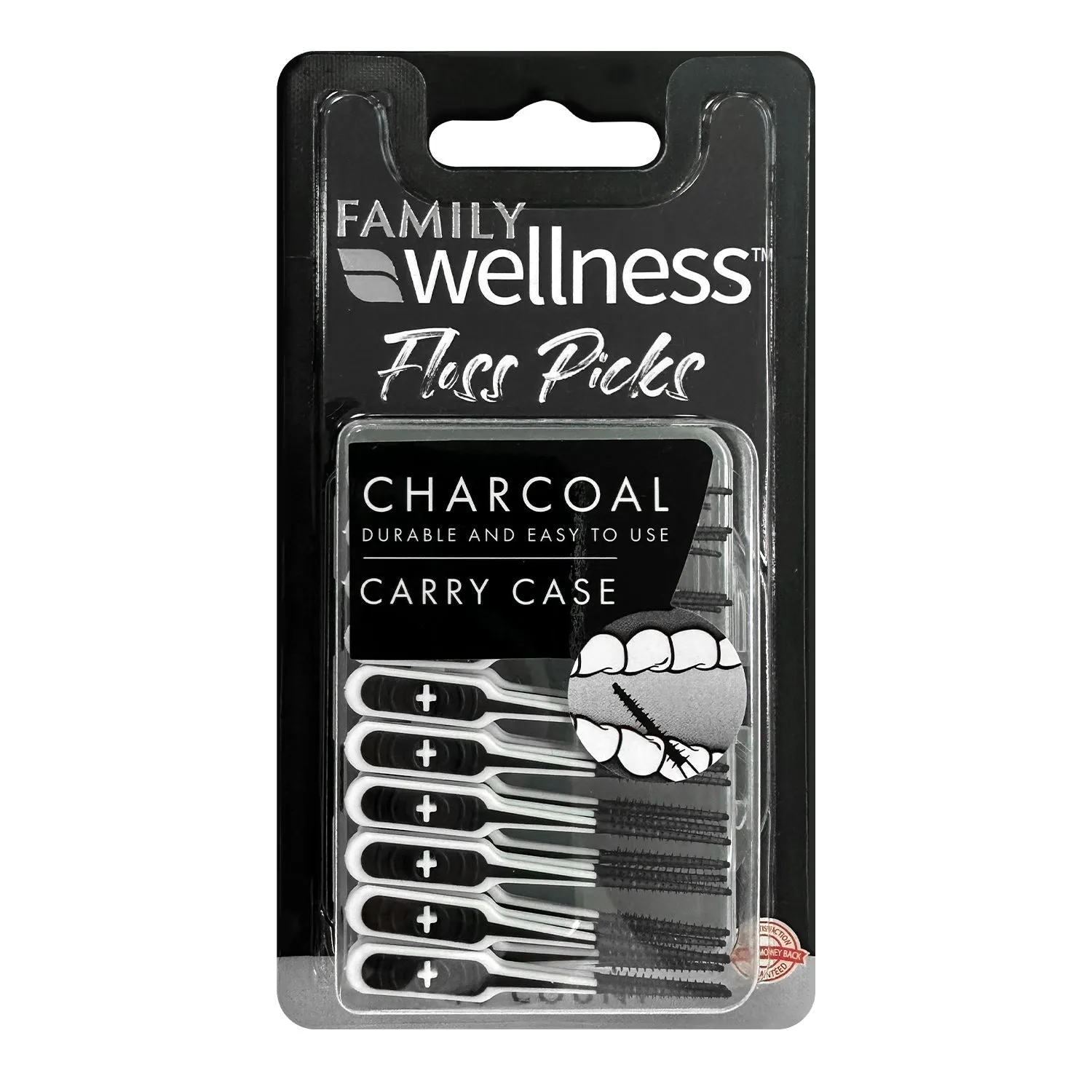 Family Wellness Floss Picks Charcoal 40ct