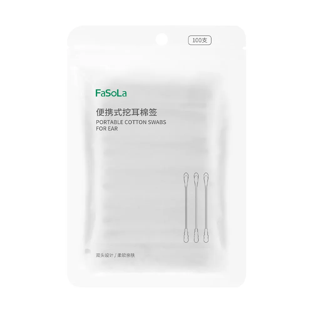 Fasola Portable Ear Cleaning Cotton Swabs - 100 Pieces