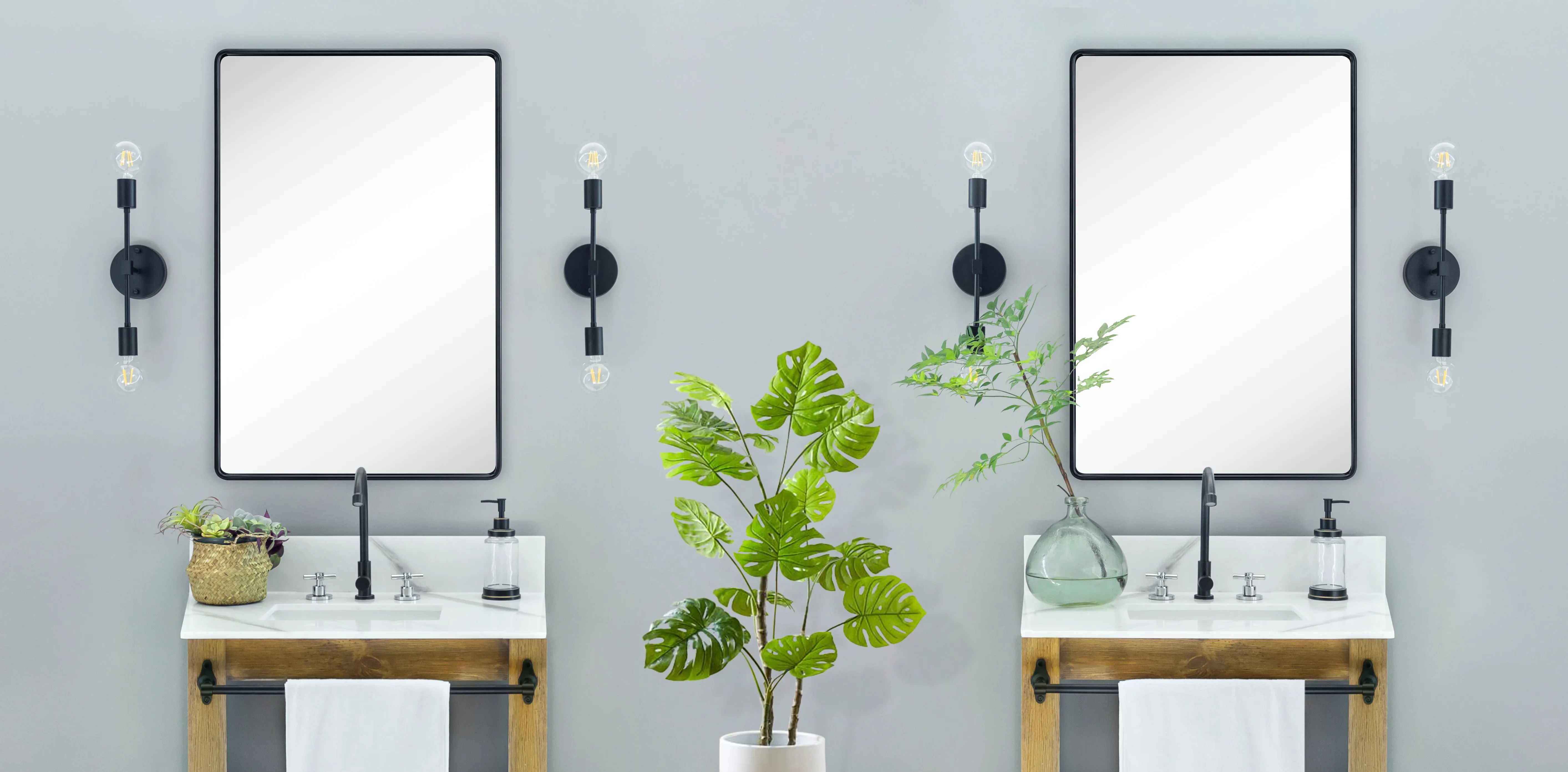 FH Rectangle Framed Wall Mounted Bathroom Vanity Mirror