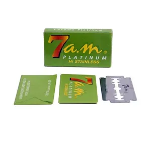 Five 7am Platinum Coated Stainless Steel Double Edge Razor Blades