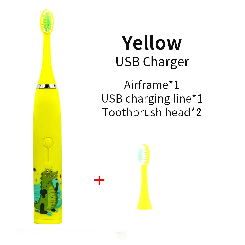 For Children Sonic Electric Toothbrush Cartoon Pattern for Kids with Replace The Tooth Brush Head Ultrasonic Toothbrush J259