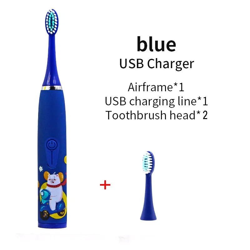 For Children Sonic Electric Toothbrush Cartoon Pattern for Kids with Replace The Tooth Brush Head Ultrasonic Toothbrush J259