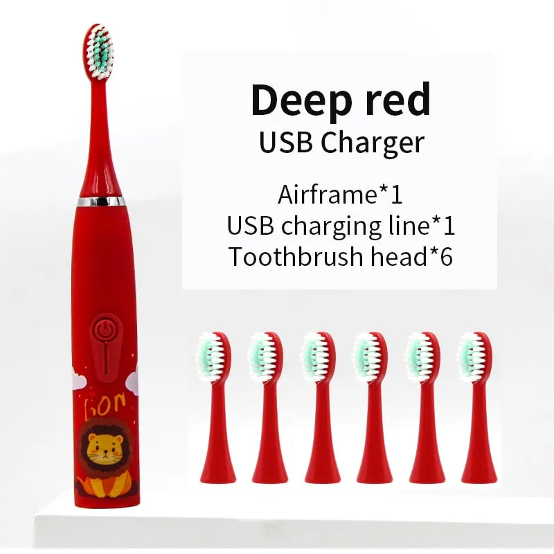 For Children Sonic Electric Toothbrush Cartoon Pattern for Kids with Replace The Tooth Brush Head Ultrasonic Toothbrush J259