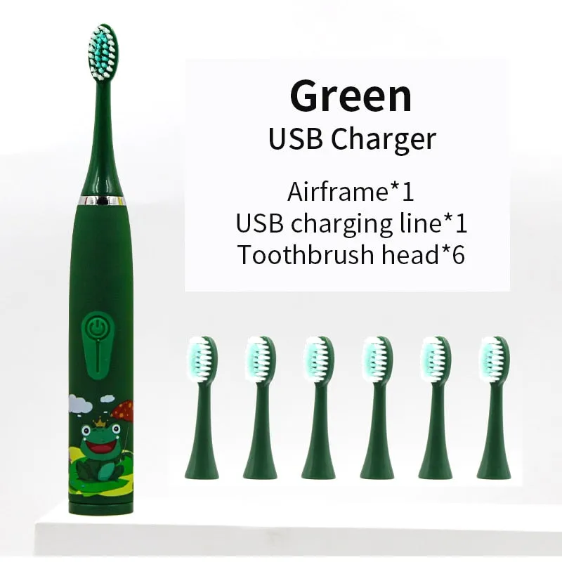 For Children Sonic Electric Toothbrush Cartoon Pattern for Kids with Replace The Tooth Brush Head Ultrasonic Toothbrush J259