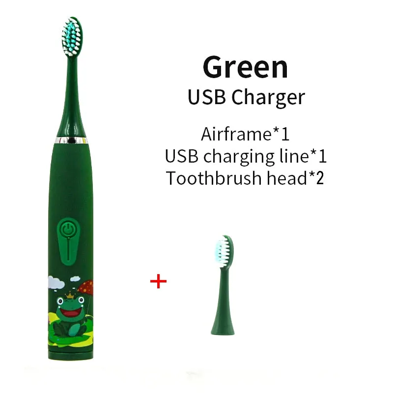 For Children Sonic Electric Toothbrush Cartoon Pattern for Kids with Replace The Tooth Brush Head Ultrasonic Toothbrush J259