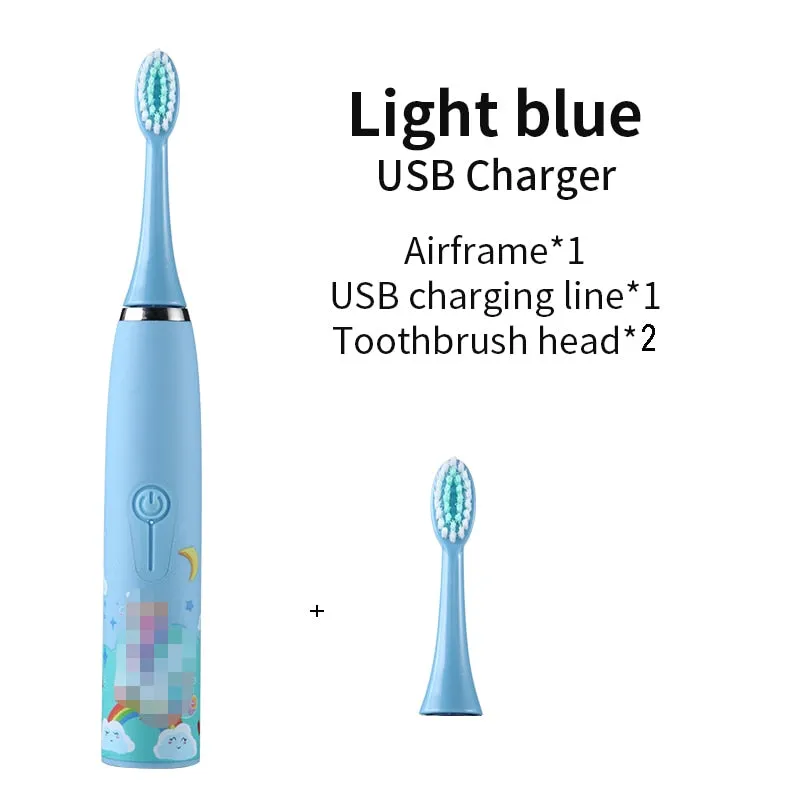 For Children Sonic Electric Toothbrush Cartoon Pattern for Kids with Replace The Tooth Brush Head Ultrasonic Toothbrush J259