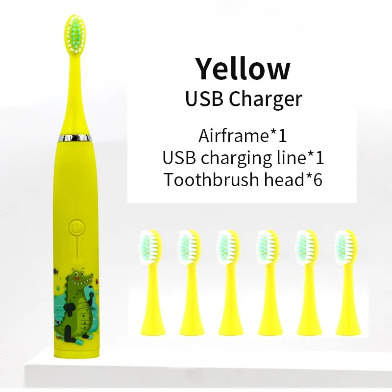 For Children Sonic Electric Toothbrush Cartoon Pattern for Kids with Replace The Tooth Brush Head Ultrasonic Toothbrush J259