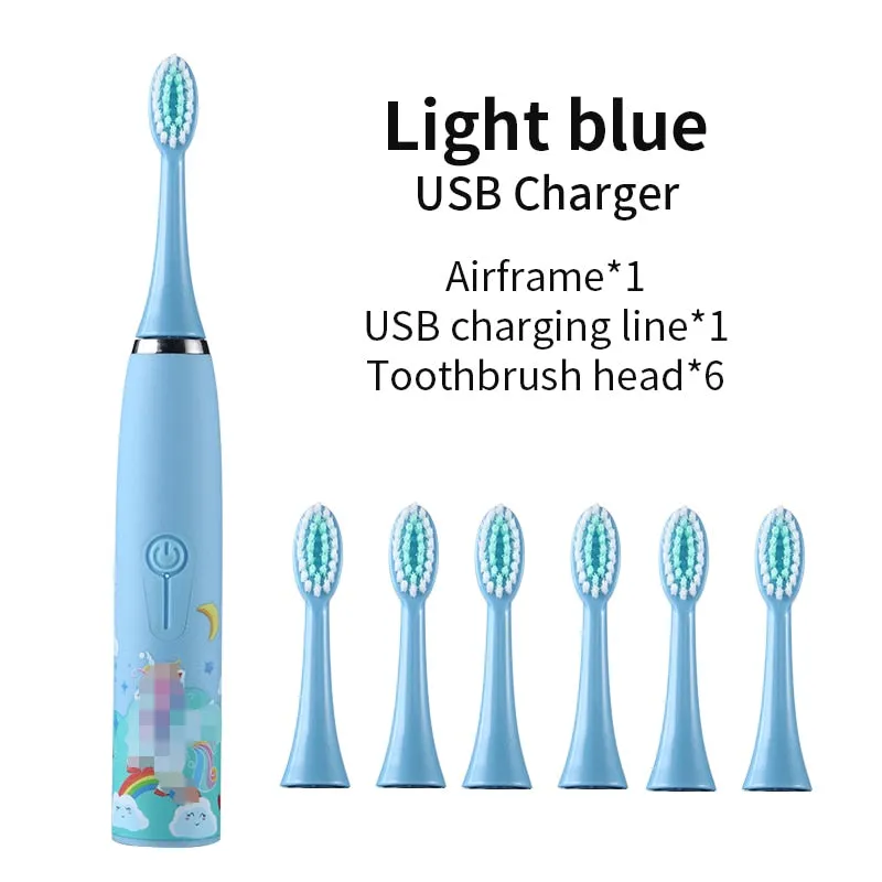 For Children Sonic Electric Toothbrush Cartoon Pattern for Kids with Replace The Tooth Brush Head Ultrasonic Toothbrush J259