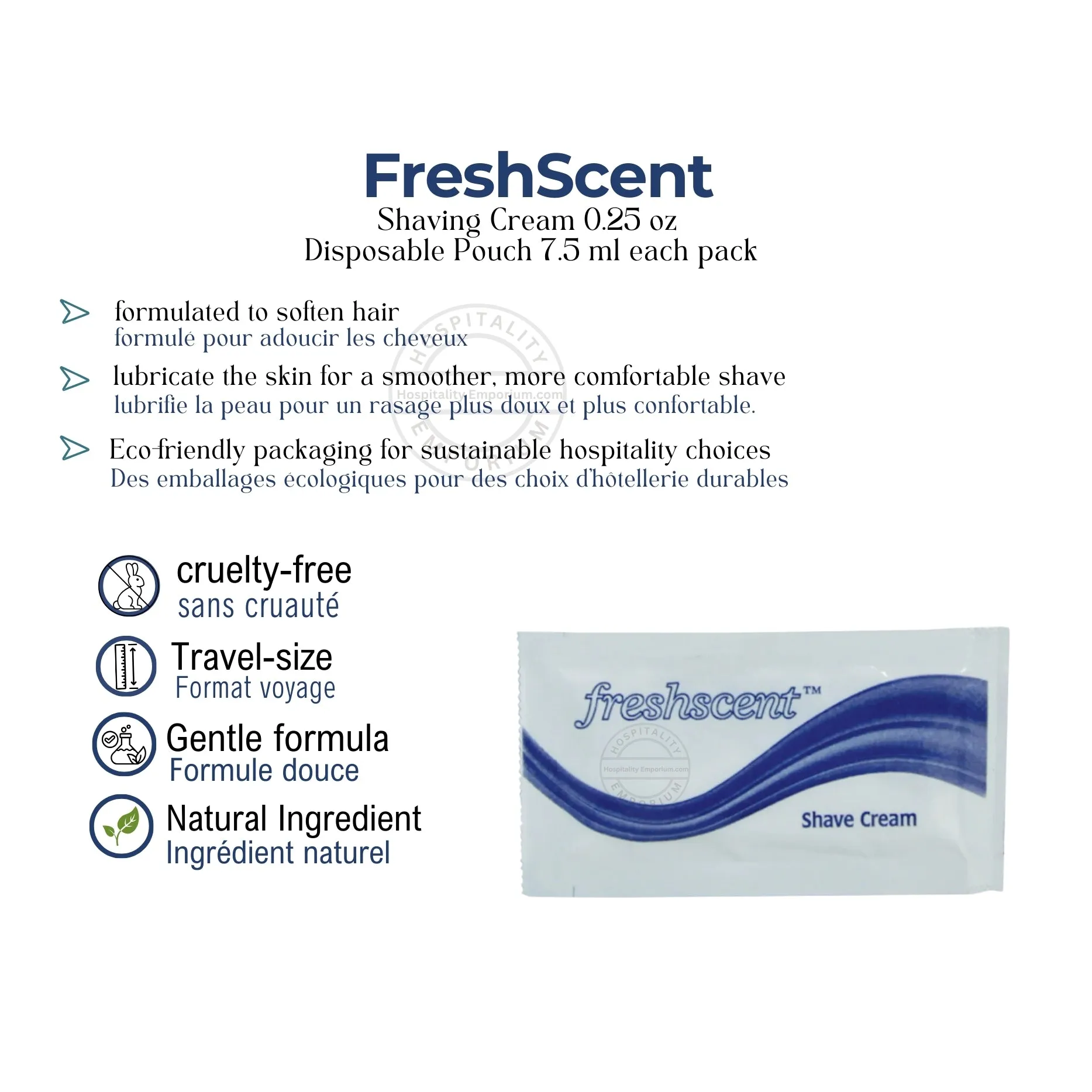 Freshscent™ Shaving Cream 0.25 oz Disposable Pouch 7.5 ml 1000's / Pack