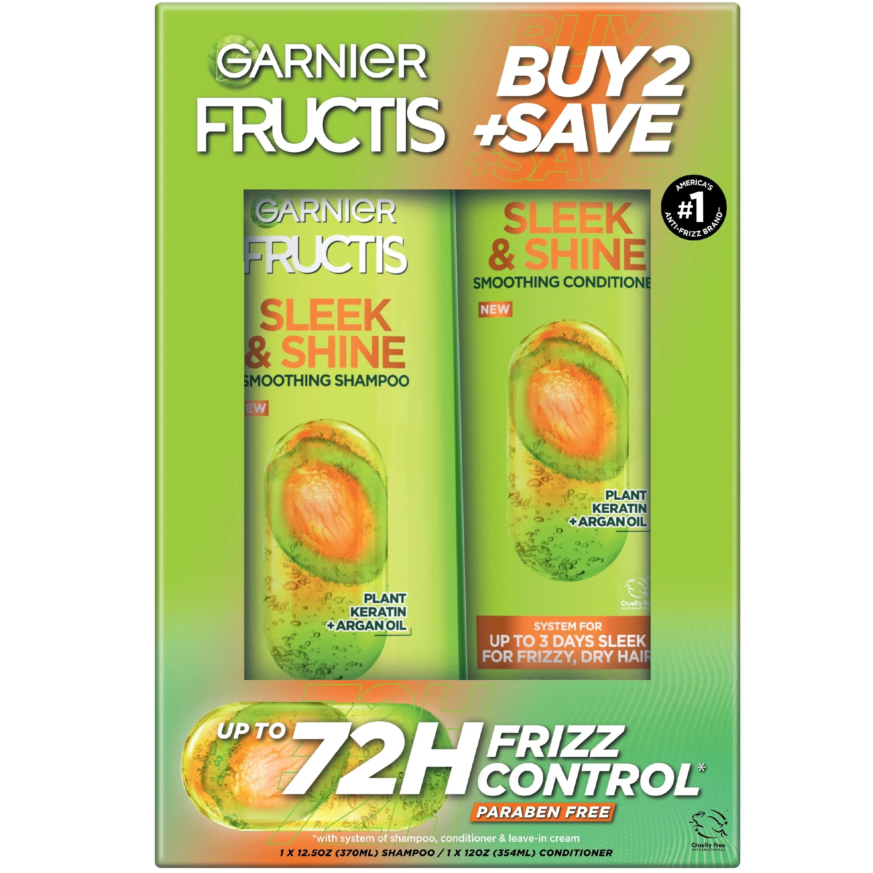 GARNIER fructis up to 72h frezz control paraben free بكج كارنيير للعناية بالشعر المتطاير