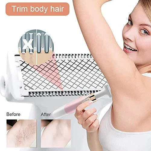 Geecol Electric Lady Shaver, 5-in-1 Painless Women Razors Bikini Trimmer Body Hair Remover for Legs Lips Underarms, Wet and Dry Painless, USB Rechargeable