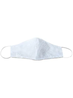 Girls White Sequin Embroidered Lace Face Mask 2-16