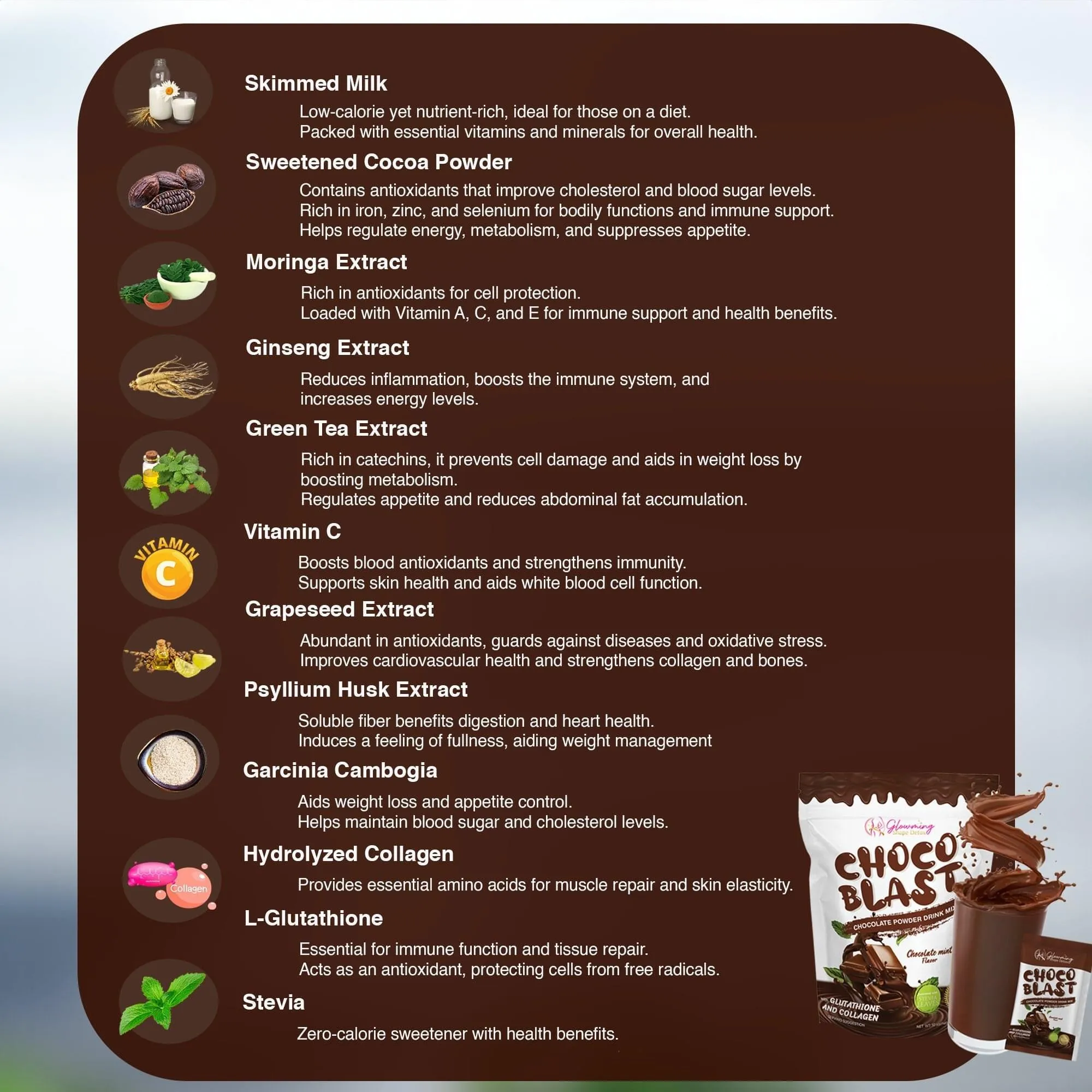 Glowming Shape Detox - CHOCO BLAST 10 x 20g