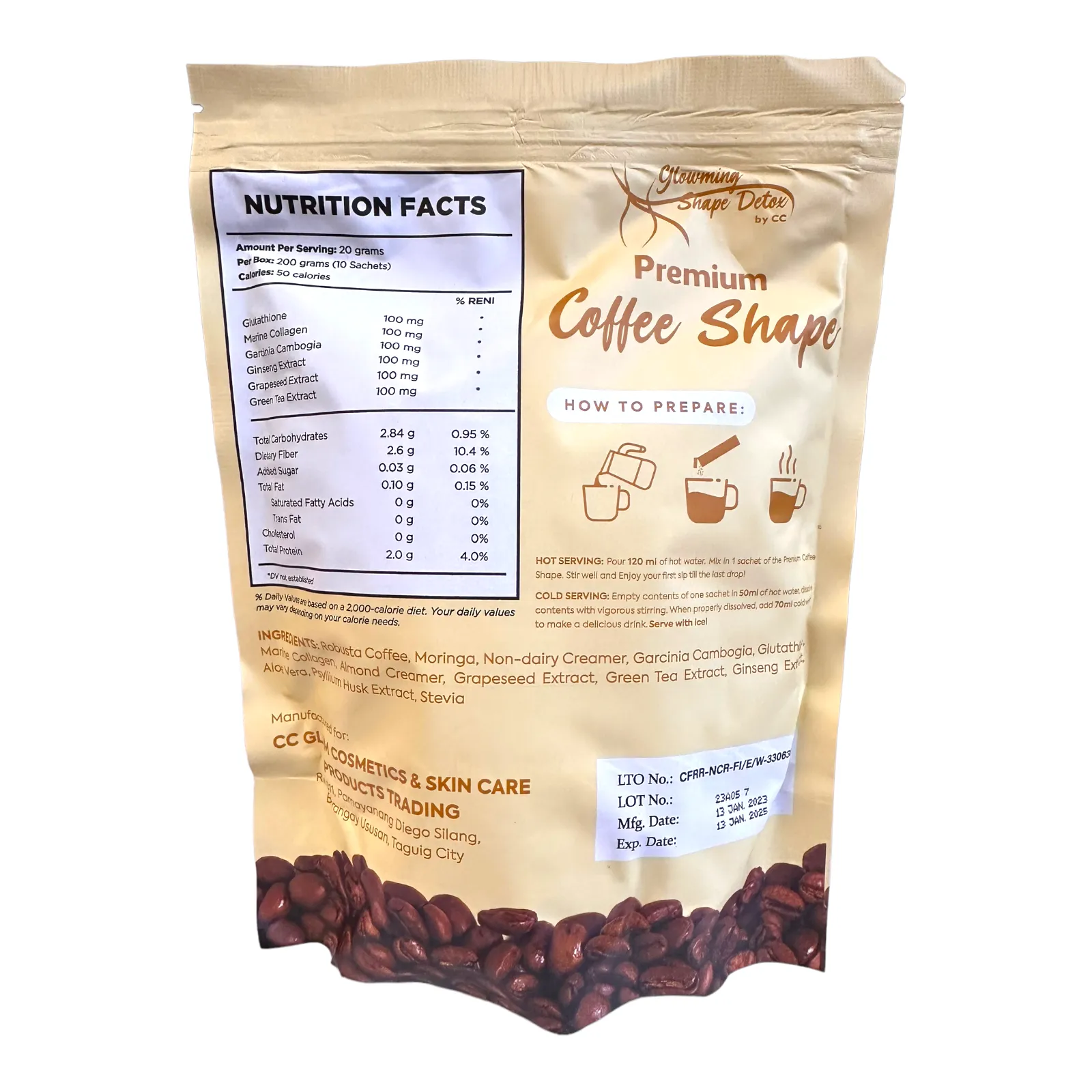 Glowming Shape Detox - PREMIUM COFFEE SHAPE 10 x 20g