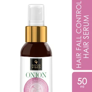 Good Vibes Onion Hair Fall Control Hair Serum | Hair Growth, Strenghtening | No Parabens, No Sulphates, No Animal Testing (50ml)