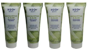 H2O Plus Eucalyptus & Aloe Shampoo & Conditioner lot of 4 (2 of each) 1.5oz bottles.