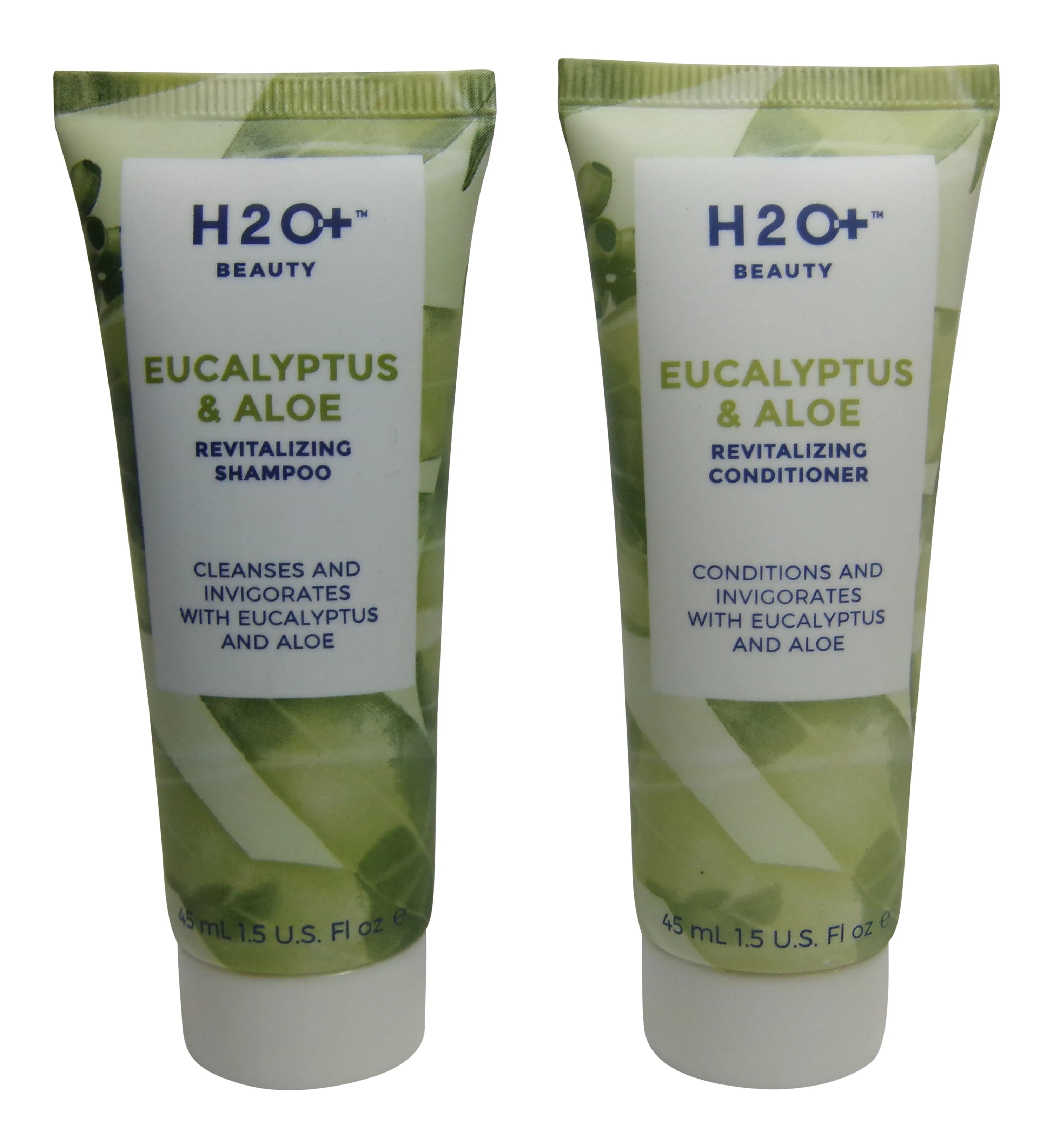 H2O Plus Eucalyptus & Aloe Shampoo & Conditioner lot of 4 (2 of each) 1.5oz bottles.