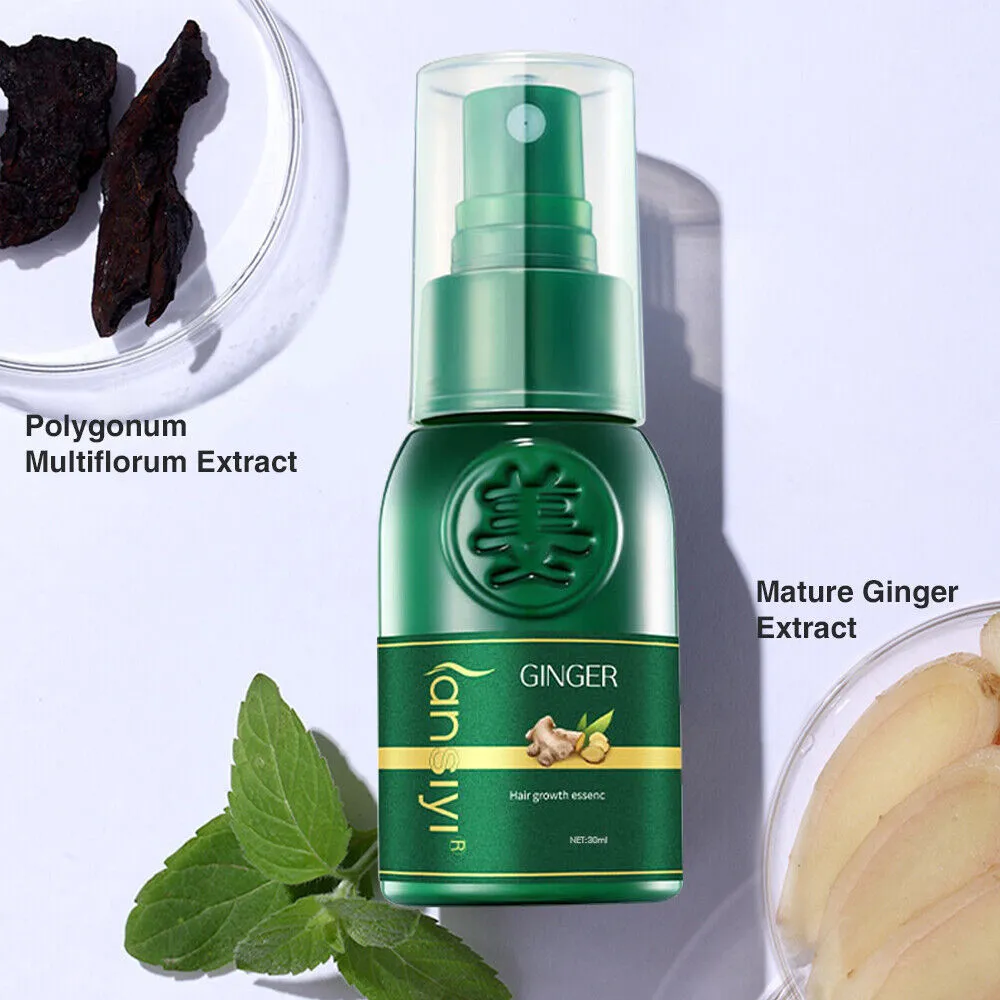 Hair Growth Serum Spray Dense Fast Regrowth Ginger Oil Hair Loss Treatment Care