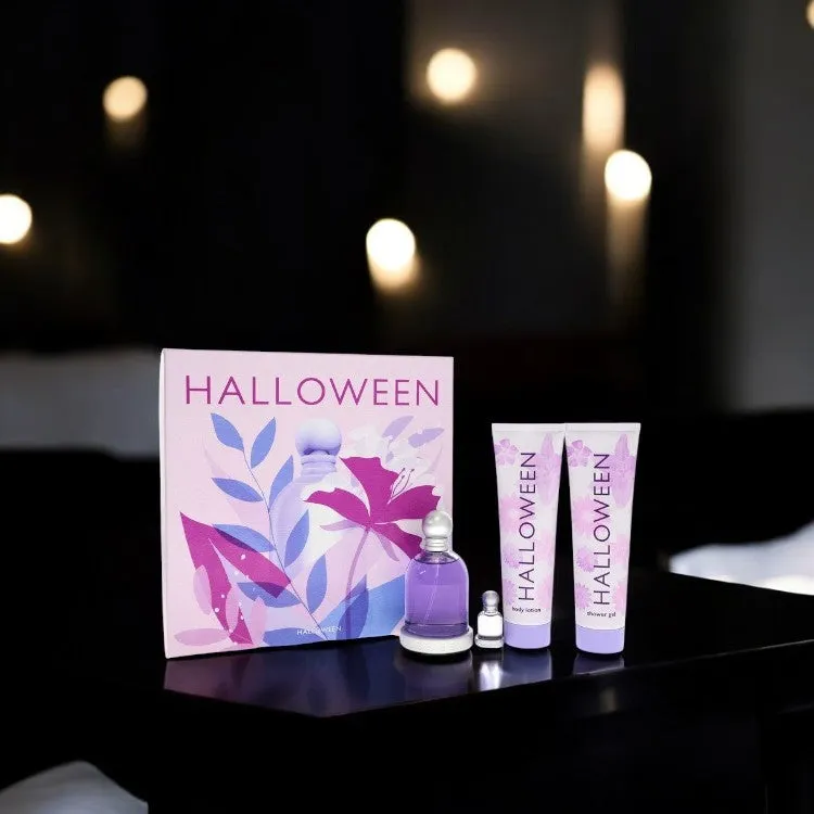 Halloween by Jesus Del Pozo Gift Set - 3.4 oz Eau De Toilette Spray   5 oz Body Lotion   5 oz Shower Gel   .15 oz Mini EDT