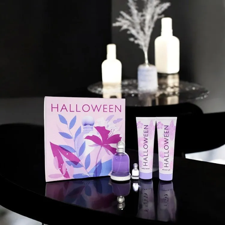 Halloween by Jesus Del Pozo Gift Set - 3.4 oz Eau De Toilette Spray   5 oz Body Lotion   5 oz Shower Gel   .15 oz Mini EDT