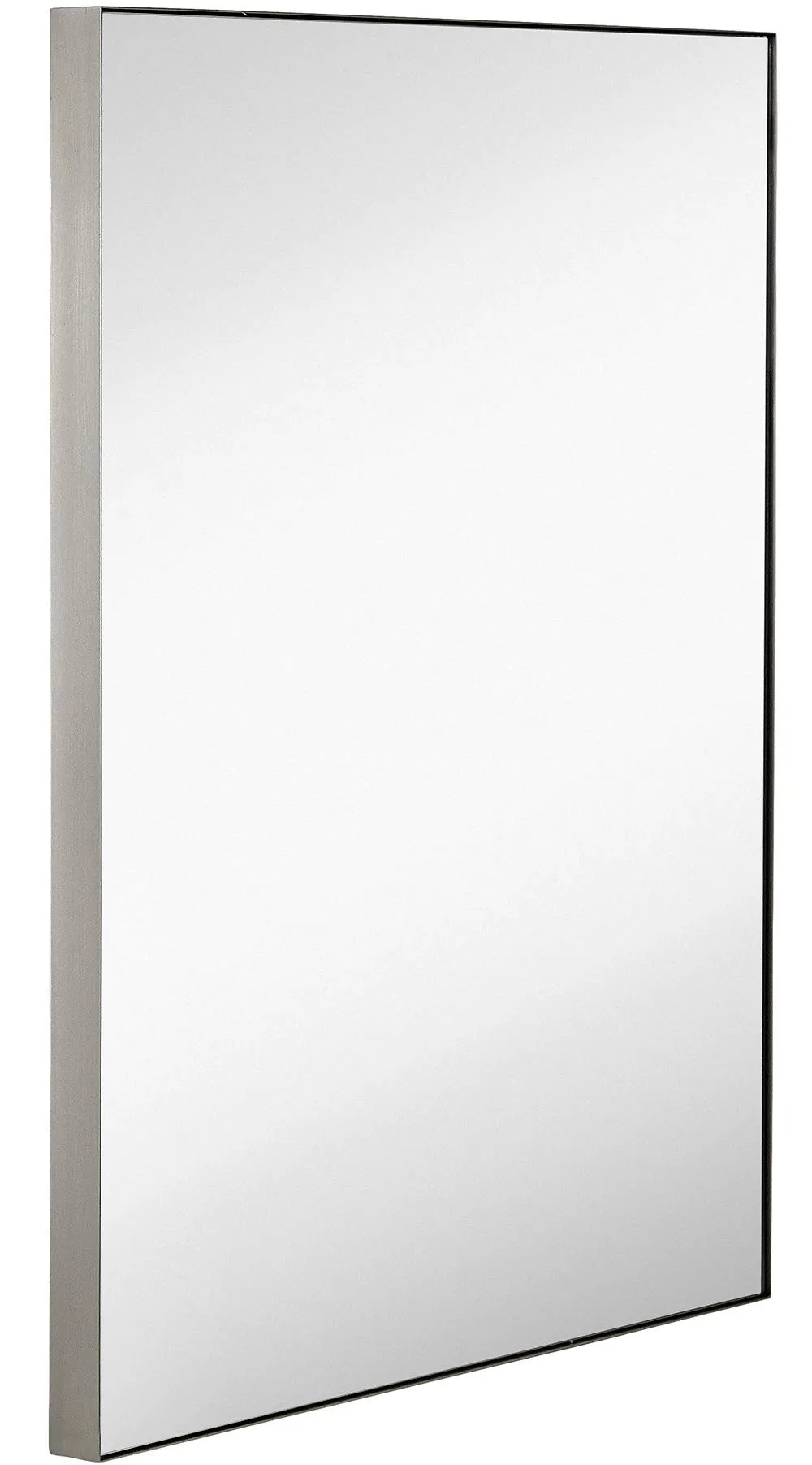 Hamilton Hills Contemporary Brushed Metal Wall Mirror | Glass Panel Brushed Silver Framed