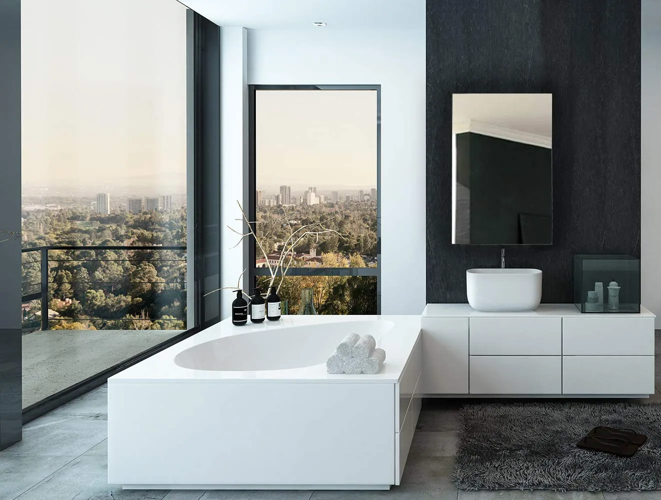 Hamilton Hills Contemporary Brushed Metal Wall Mirror | Glass Panel Brushed Silver Framed