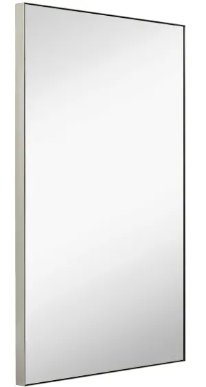 Hamilton Hills Contemporary Brushed Metal Wall Mirror | Glass Panel Brushed Silver Framed