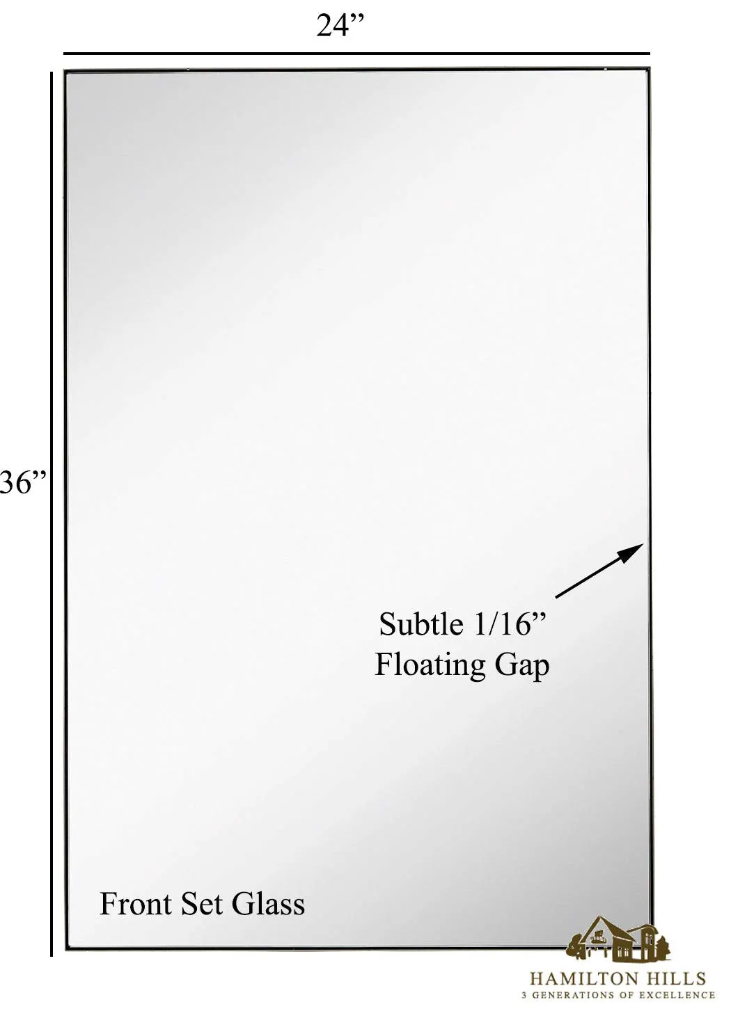 Hamilton Hills Contemporary Brushed Metal Wall Mirror | Glass Panel Brushed Silver Framed