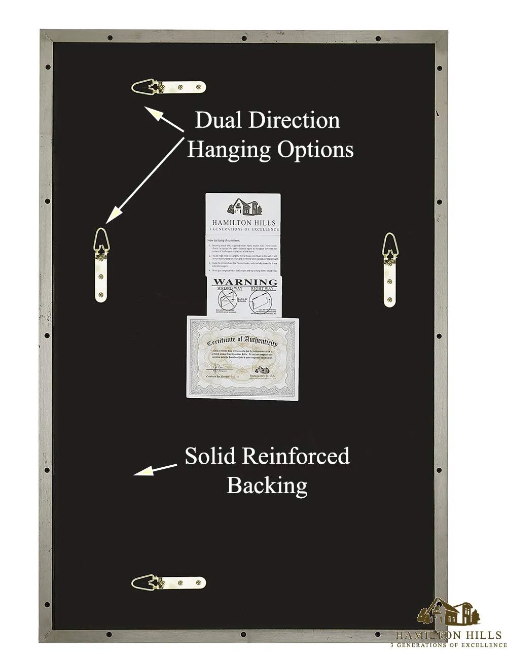 Hamilton Hills Contemporary Brushed Metal Wall Mirror | Glass Panel Brushed Silver Framed
