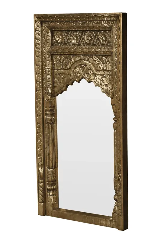 Handmade Wooden Antique Brass Metal Mirror Frame