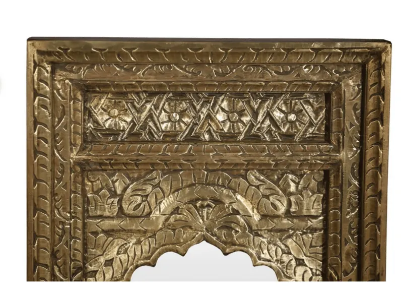 Handmade Wooden Antique Brass Metal Mirror Frame