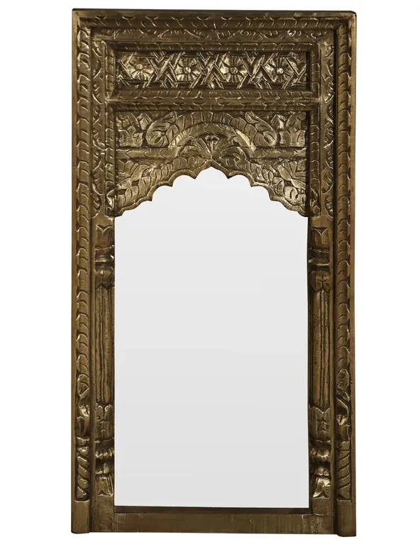 Handmade Wooden Antique Brass Metal Mirror Frame