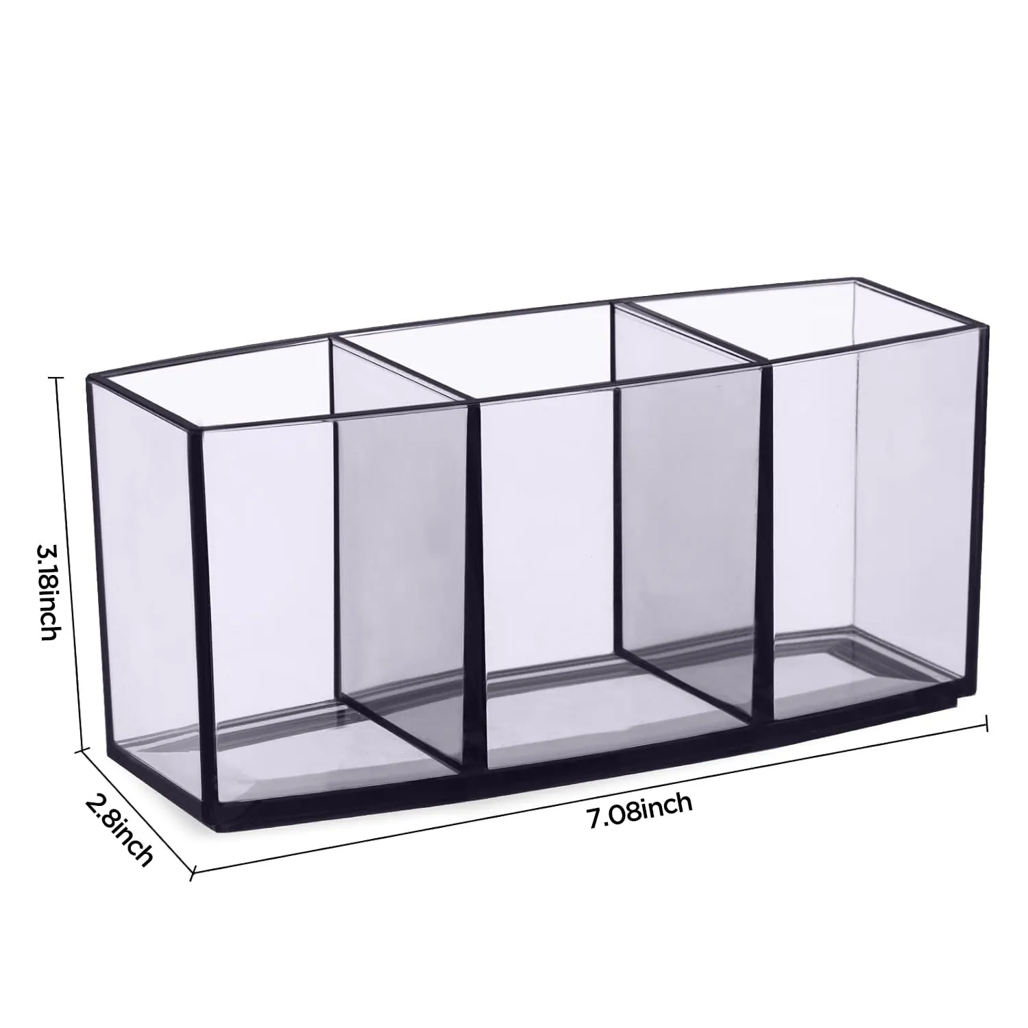 HBlife Clear Makeup Brush Holder Organizer, Acrylic Cosmetic Brushes Storage with 3 Slots, Eyeliners Display Case for Vanity