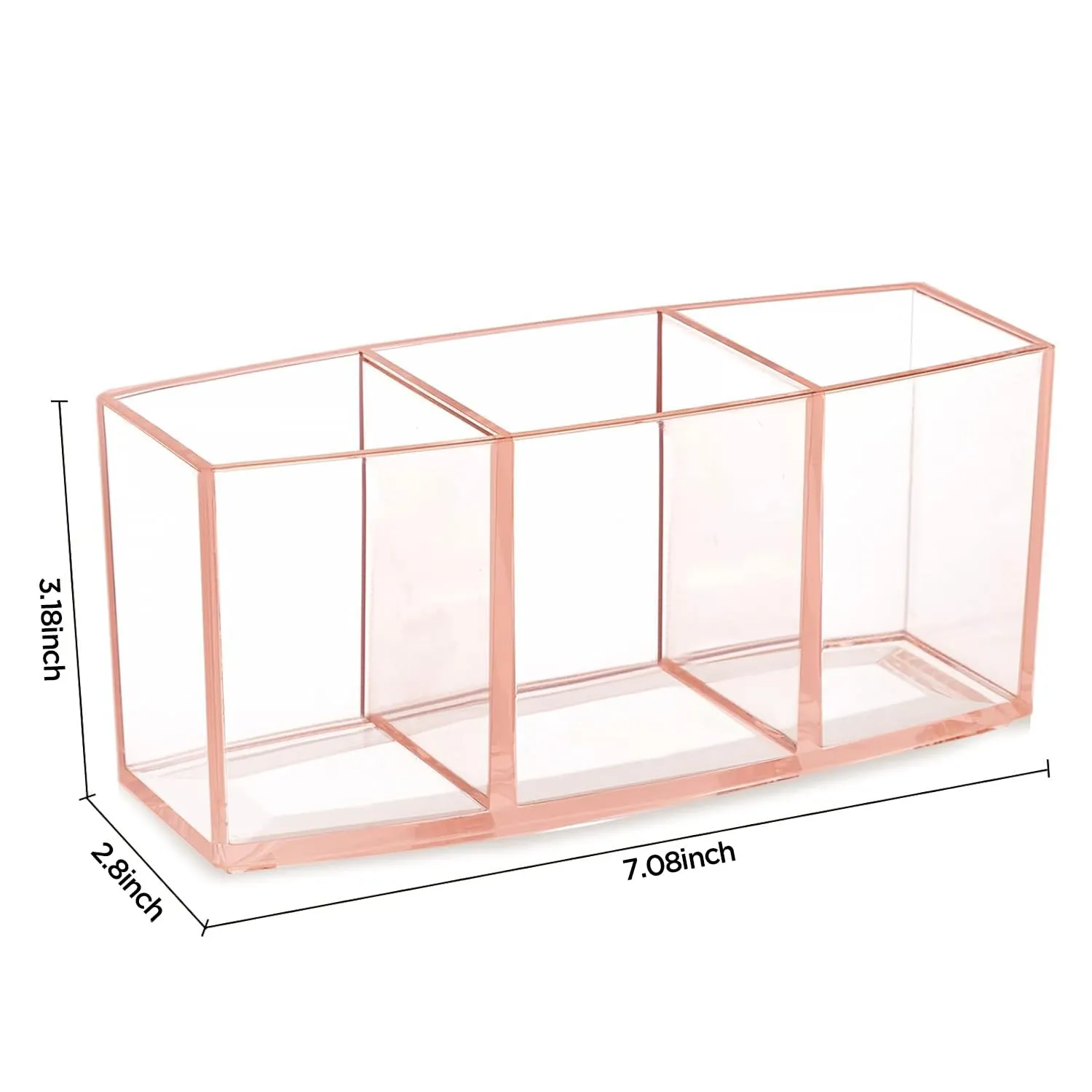 HBlife Clear Makeup Brush Holder Organizer, Acrylic Cosmetic Brushes Storage with 3 Slots, Eyeliners Display Case for Vanity